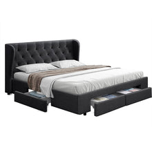 Load image into Gallery viewer, Artiss Mila Bed Frame Storage Drawers Fabric - Charcoal King
