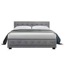 Load image into Gallery viewer, Artiss Tiyo Bed Frame Fabric Gas Lift Storage - Grey Double
