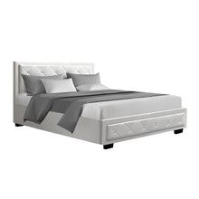 Load image into Gallery viewer, Artiss Tiyo Bed Frame PU Leather Gas Lift Storage - White Double
