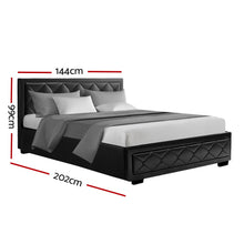 Load image into Gallery viewer, PU Leather Gas Lift with Storage Black Double Bed Frame
