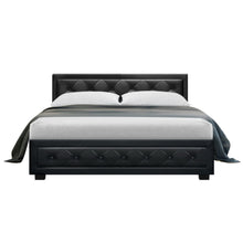 Load image into Gallery viewer, PU Leather Gas Lift with Storage Black Double Bed Frame
