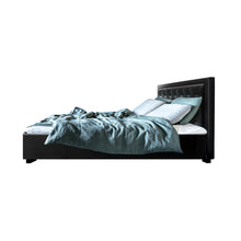 Load image into Gallery viewer, PU Leather Gas Lift with Storage Black Double Bed Frame
