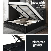 Load image into Gallery viewer, PU Leather Gas Lift with Storage Black Double Bed Frame

