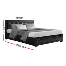 Load image into Gallery viewer, Artiss Tiyo Bed Frame PU Leather Gas Lift Storage - Black Queen
