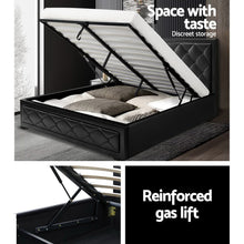 Load image into Gallery viewer, Artiss Tiyo Bed Frame PU Leather Gas Lift Storage - Black Queen

