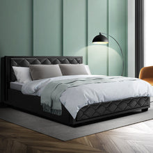Load image into Gallery viewer, Artiss Tiyo Bed Frame PU Leather Gas Lift Storage - Black Queen
