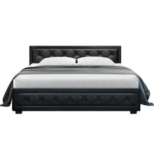 Load image into Gallery viewer, PU Leather Gas Lift with Storage Black King Bed Frame
