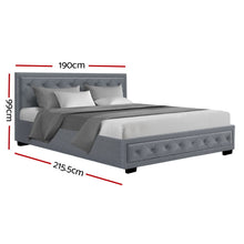 Load image into Gallery viewer, Artiss Tiyo Bed Frame Fabric Gas Lift Storage - Grey King
