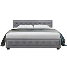 Load image into Gallery viewer, Artiss Tiyo Bed Frame Fabric Gas Lift Storage - Grey King
