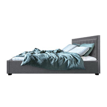 Load image into Gallery viewer, Artiss Tiyo Bed Frame Fabric Gas Lift Storage - Grey King
