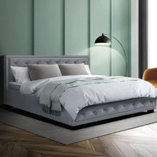Load image into Gallery viewer, Artiss Tiyo Bed Frame Fabric Gas Lift Storage - Grey King
