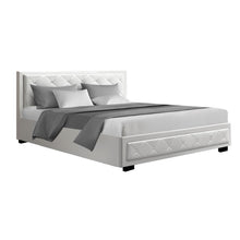 Load image into Gallery viewer, Artiss Tiyo Bed Frame PU Leather Gas Lift Storage - White King
