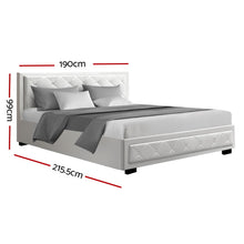 Load image into Gallery viewer, Artiss Tiyo Bed Frame PU Leather Gas Lift Storage - White King
