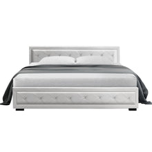 Load image into Gallery viewer, Artiss Tiyo Bed Frame PU Leather Gas Lift Storage - White King
