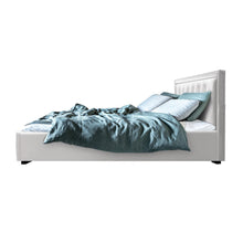 Load image into Gallery viewer, Artiss Tiyo Bed Frame PU Leather Gas Lift Storage - White King
