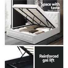 Load image into Gallery viewer, Artiss Tiyo Bed Frame PU Leather Gas Lift Storage - White King
