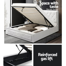 Load image into Gallery viewer, Artiss Tiyo Bed Frame PU Leather Gas Lift Storage - White King Single
