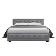 Load image into Gallery viewer, Artiss Tiyo Bed Frame Fabric Gas Lift Storage - Grey Queen

