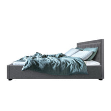 Load image into Gallery viewer, Artiss Tiyo Bed Frame Fabric Gas Lift Storage - Grey Queen

