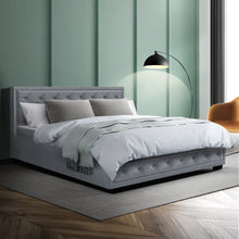 Load image into Gallery viewer, Artiss Tiyo Bed Frame Fabric Gas Lift Storage - Grey Queen
