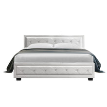Load image into Gallery viewer, Artiss Tiyo Bed Frame PU Leather Gas Lift Storage - White Queen
