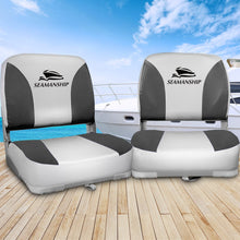 Load image into Gallery viewer, Set of 2 Folding Swivel Boat Seats - Grey
