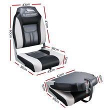 Load image into Gallery viewer, Set of 2 Folding Swivel Boat Seats - Grey &amp; Black
