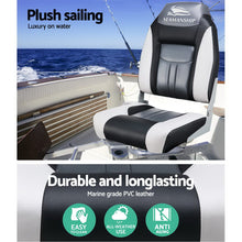 Load image into Gallery viewer, Set of 2 Folding Swivel Boat Seats - Grey &amp; Black
