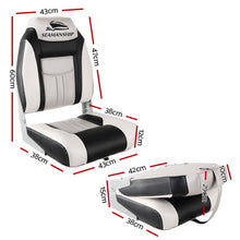 Load image into Gallery viewer, Seamanship Set of 2 Folding Swivel Boat Seats - Grey &amp; Black
