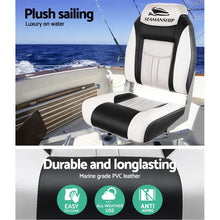 Load image into Gallery viewer, Seamanship Set of 2 Folding Swivel Boat Seats - Grey &amp; Black

