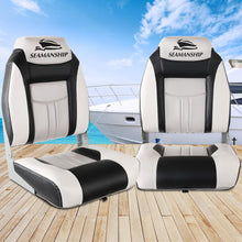 Load image into Gallery viewer, Seamanship Set of 2 Folding Swivel Boat Seats - Grey &amp; Black
