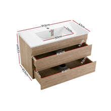 Load image into Gallery viewer, 900mm Bathroom Vanity Cabinet Wash Basin Wall Mounted - Oak White
