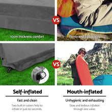 Load image into Gallery viewer, Weisshorn Self Inflating Mattress 10CM Camping Sleeping Mat Air Double Grey
