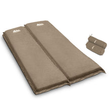 Load image into Gallery viewer, Weisshorn Self Inflating Mattress Camping Sleeping Mat Air Bed Double Set Coffee
