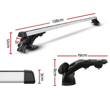 Load image into Gallery viewer, Universal Car Roof Rack 1450mm Cross Bars Aluminium Silver Adjustable Brackets Carrier 90kg
