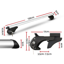 Load image into Gallery viewer, Universal Car Roof Rack 1360mm Cross Bars Aluminium Silver Adjustable Car 90kgs load Carrier
