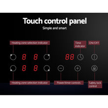 Load image into Gallery viewer, Devanti Ceramic Cooktop 60cm Electric Cooker 4 Burner Stove Hob Touch Control
