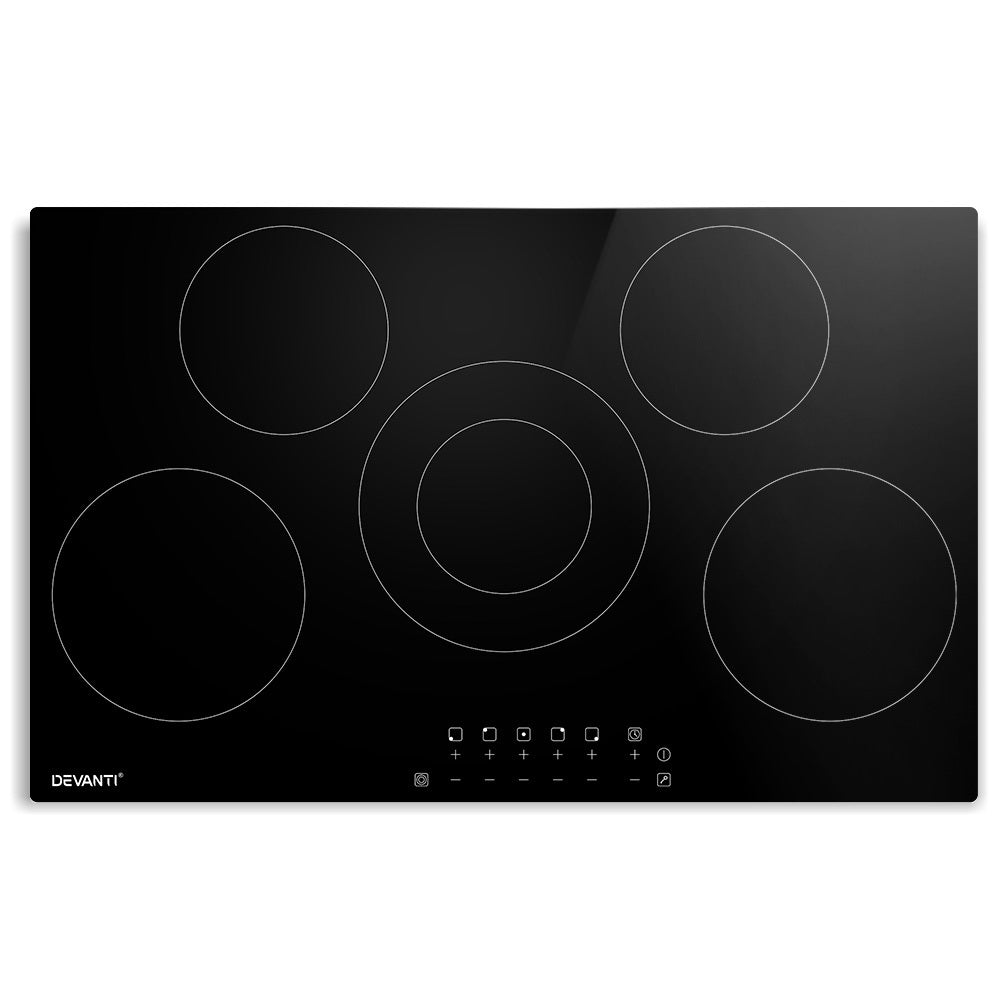 90cm Ceramic Electric 5 Burner Stove Hob Touch Control 6-Zones Cooktop