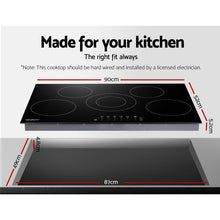 Load image into Gallery viewer, 90cm Ceramic Electric 5 Burner Stove Hob Touch Control 6-Zones Cooktop
