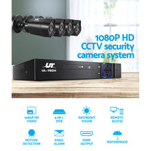 Load image into Gallery viewer, UL-TECH 8CH 5 IN 1 DVR CCTV Security System Video Recorder /w 4 Cameras 1080P HDMI Black
