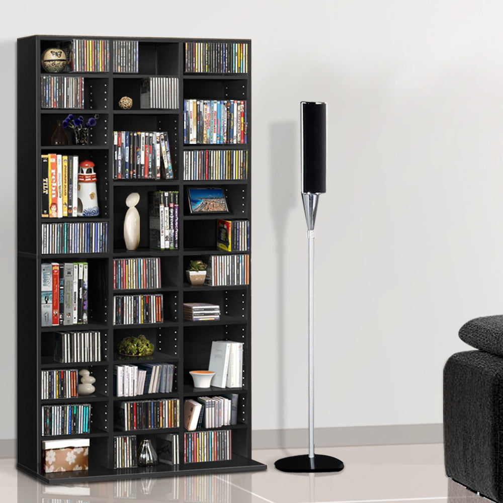 Adjustable Book CD Storage Shelf Rack Unit - Black