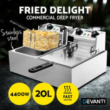 Load image into Gallery viewer, Commercial Electric Twin Deep Fryer - Silver
