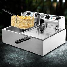 Load image into Gallery viewer, Commercial Electric Twin Deep Fryer - Silver
