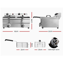 Load image into Gallery viewer, Devanti Commercial Electric Deep Fryer Twin Frying Basket Chip Cooker Countertop
