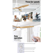 Load image into Gallery viewer, Devanti 52'' Ceiling Fan LED Light Remote Control Wooden Blades Timer 1300mm
