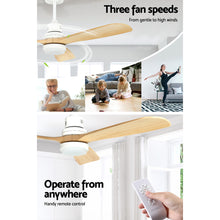 Load image into Gallery viewer, Devanti 52'' Ceiling Fan LED Light Remote Control Wooden Blades Timer Fans
