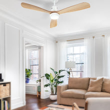 Load image into Gallery viewer, Devanti 52'' Ceiling Fan LED Light Remote Control Wooden Blades Timer Fans
