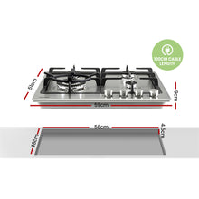 Load image into Gallery viewer, Comfee 60cm Gas Cooktop Stainless Steel 4 Burners Kitchen Stove Cook Top NG LPG
