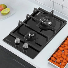 Load image into Gallery viewer, Devanti Gas Cooktop 30cm Gas Stove Cooker 2 Burner Cook Top Konbs NG LPG Black
