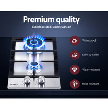 Load image into Gallery viewer, Devanti Gas Cooktop 30cm Gas Stove Cooker 2 Burner Cook Top Konbs NG LPG Steel
